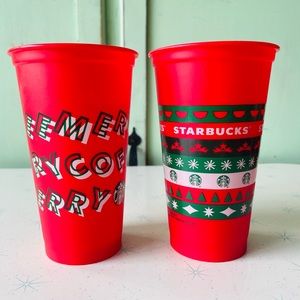 Set of 2 holiday limited editions Starbucks Christmas festival red coffee cups